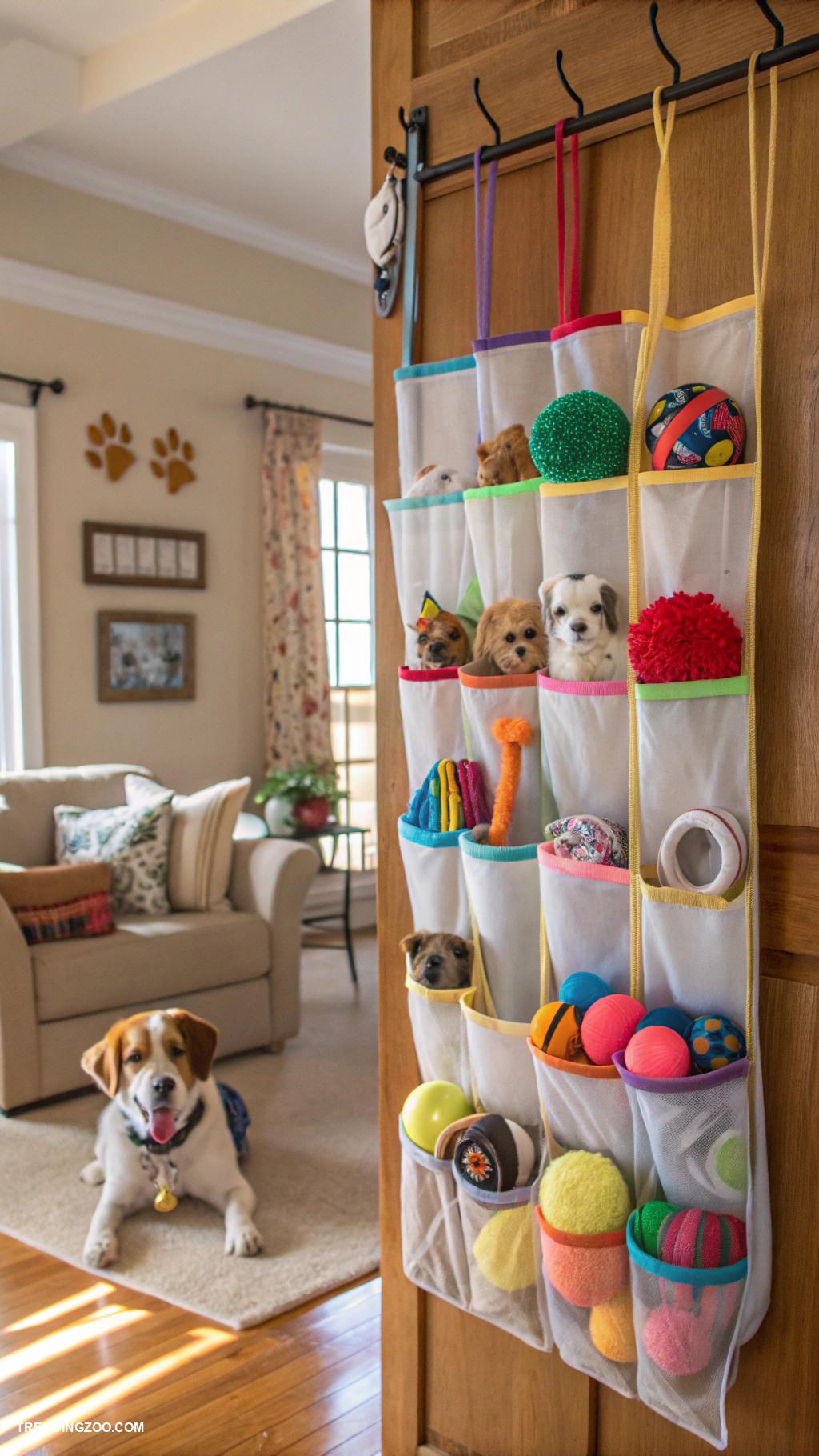 dog toy storage ideas Hanging shoe organizer on door