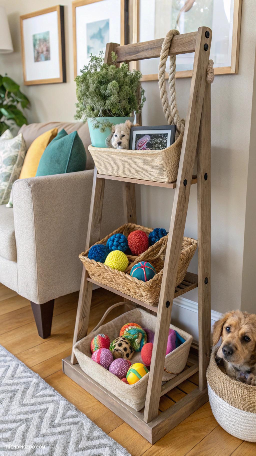 dog toy storage ideas Multi tiered plant stand for toys