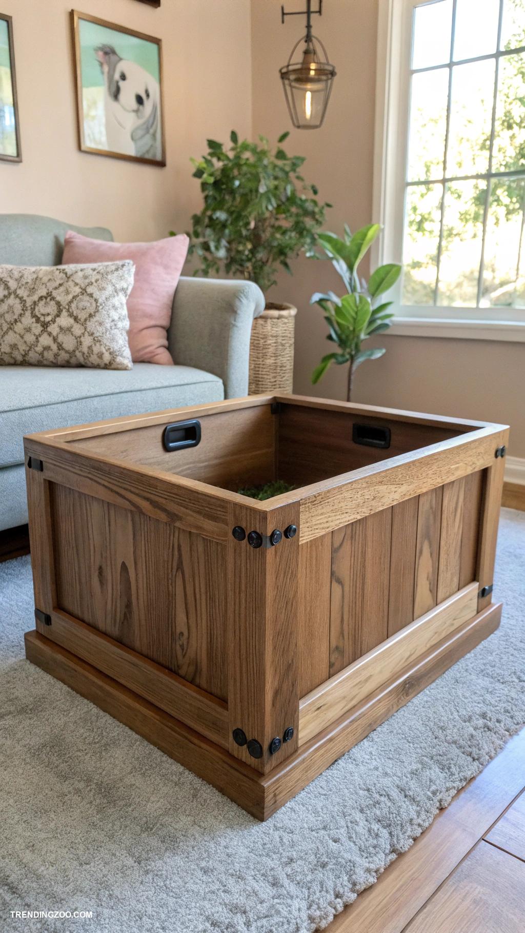 indoor dog potty ideas Custom wooden crate for indoor potty