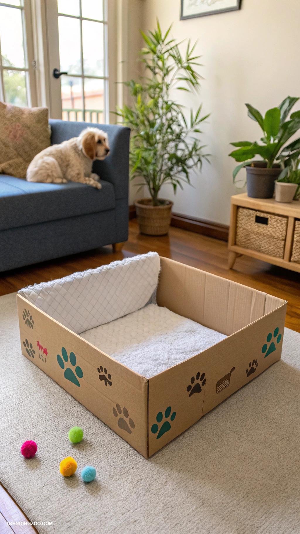 indoor dog potty ideas DIY cardboard box dog toilet