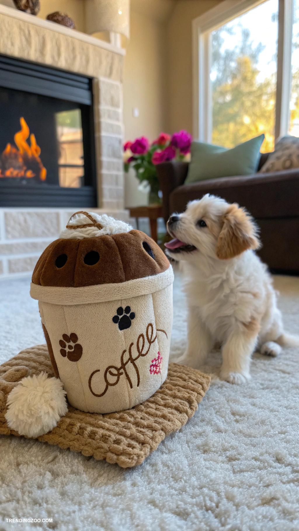 pups in cups Coffee themed dog toys for playful pups