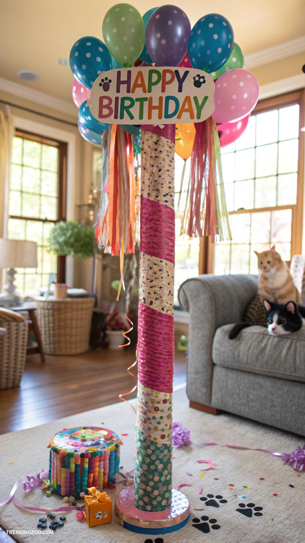 cat birthday party ideas Decorate a cat scratch post together