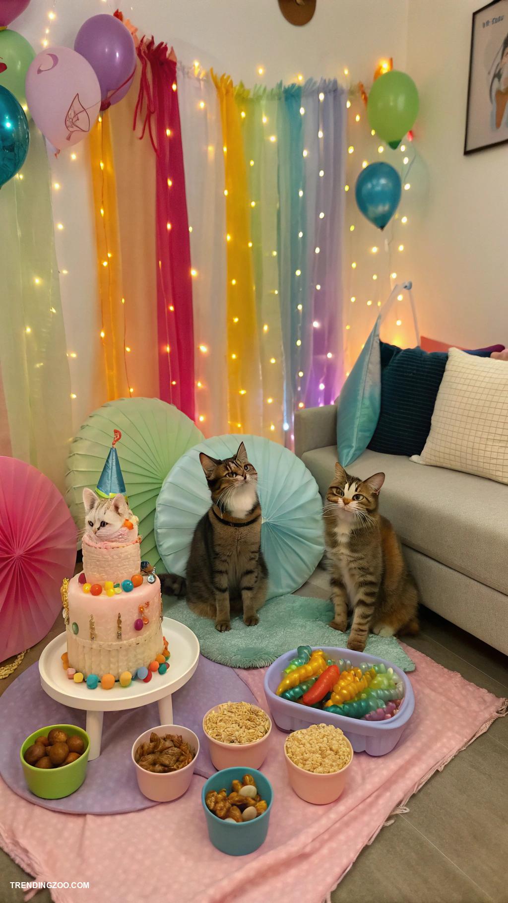 cat birthday party ideas Feline photo booth with props