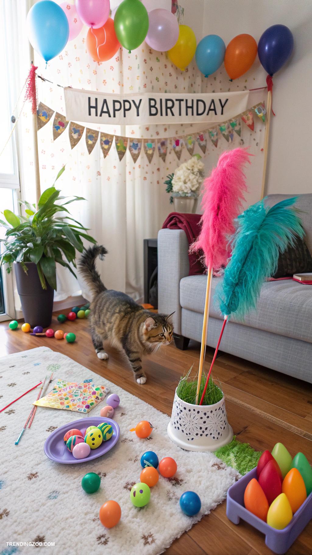 cat birthday party ideas Interactive toy scavenger hunt