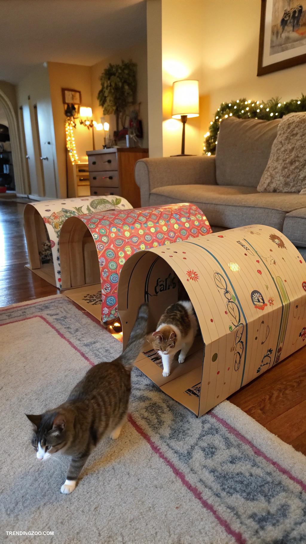 cat cardboard box ideas DIY tunnel system connecting multiple boxes