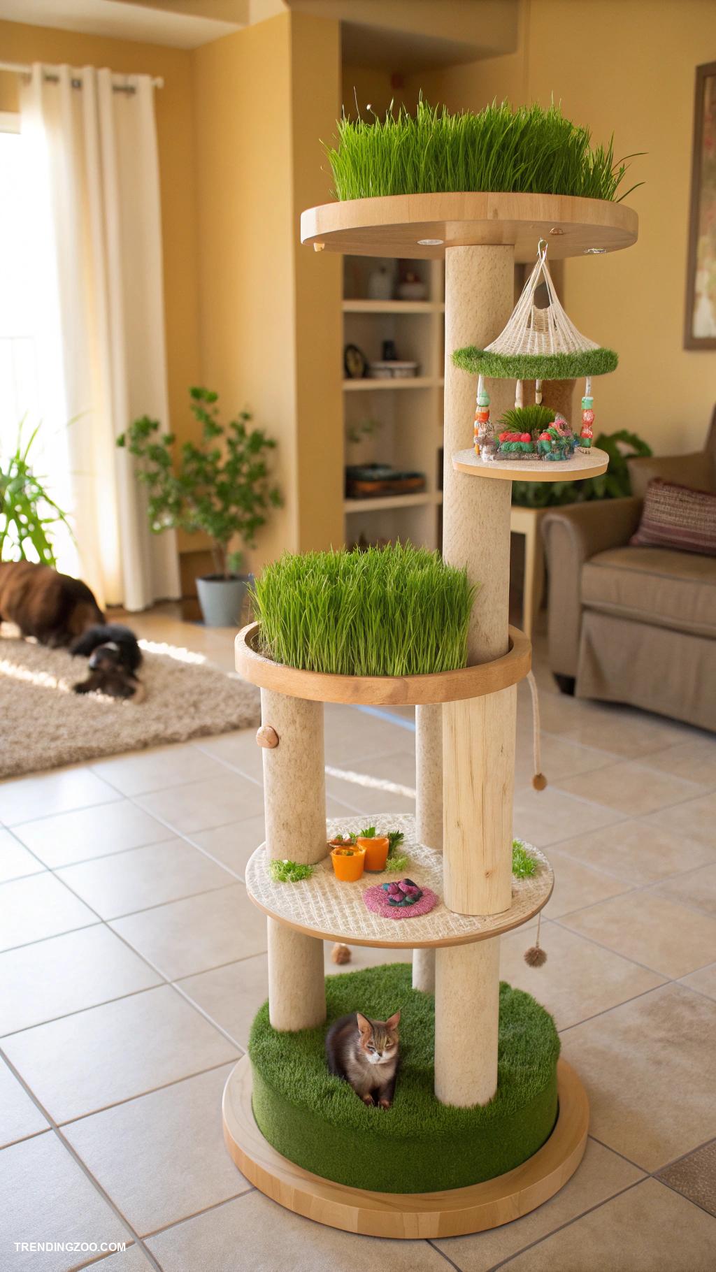 cat grass box Multilevel cat grass tower for climbing