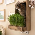 cat grass box Wall mounted cat grass frame for space saving