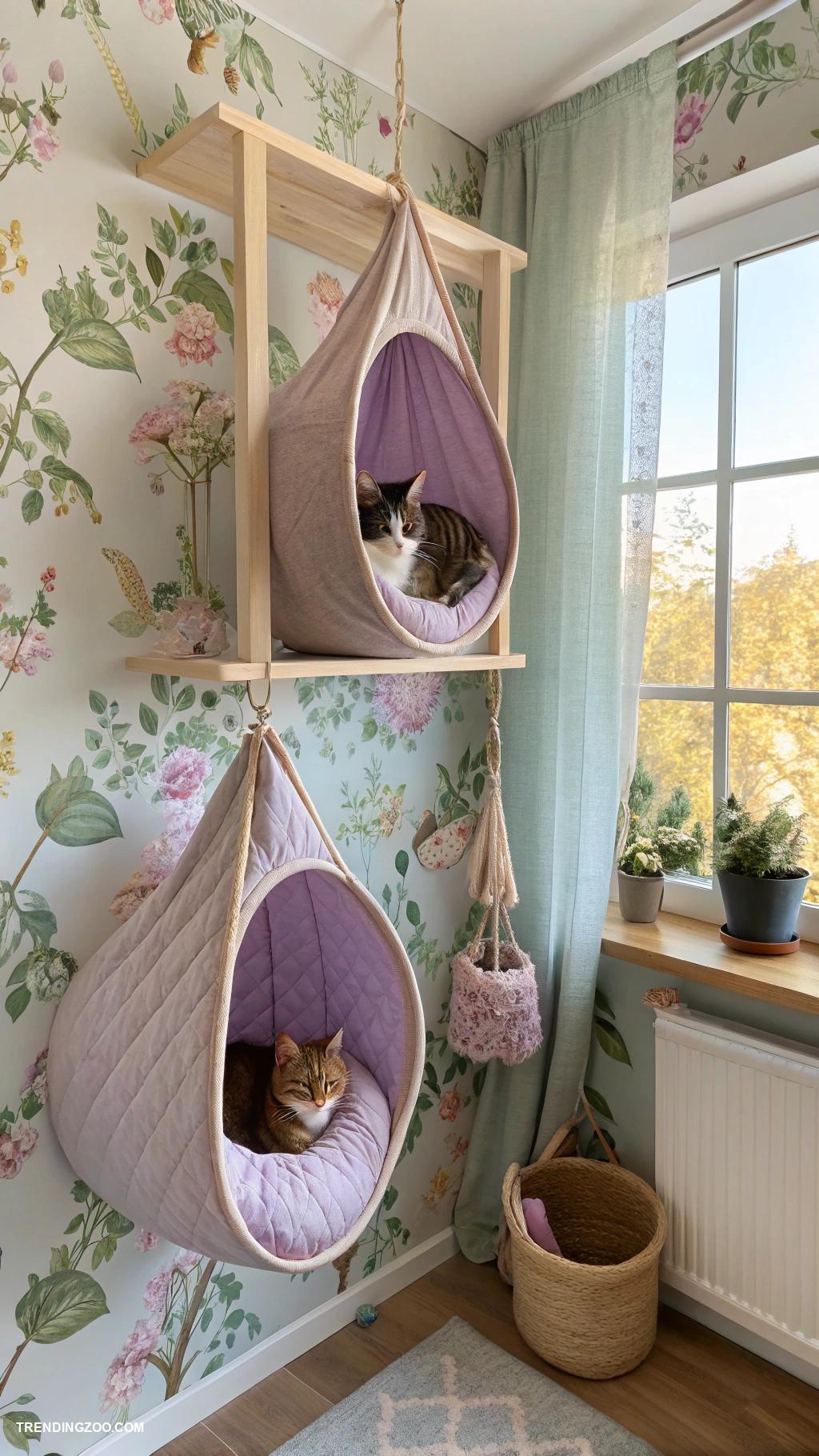 cat wall furniture Cat treehouse with cozy hanging pods