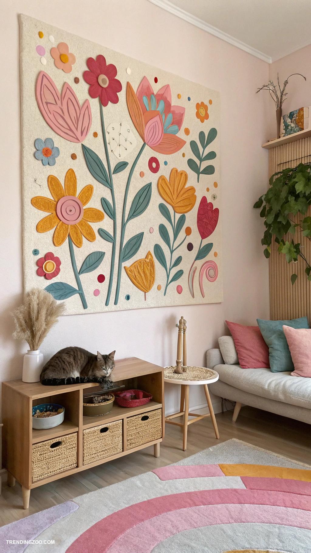 cat wall furniture Colorful wall art that doubles as cat scratchers