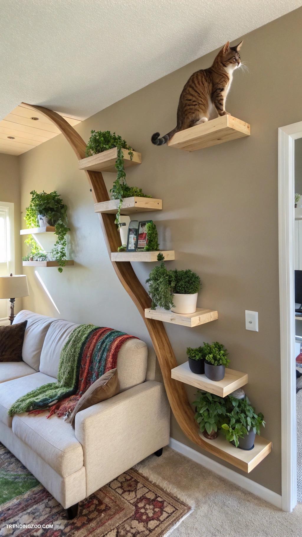 cat wall furniture Floating shelves for climbing cat adventures