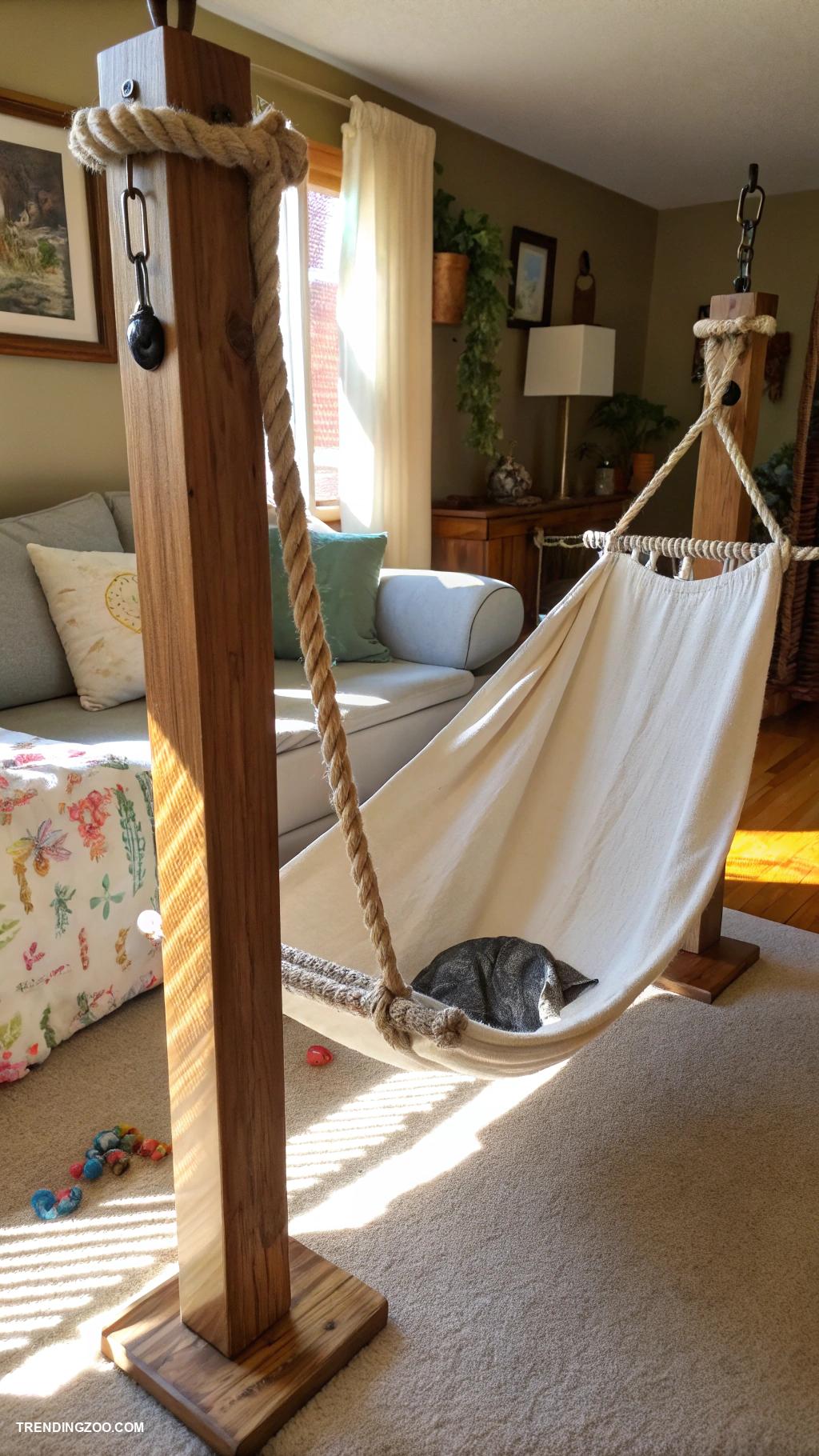 diy cat hammock Canvas hammock using sturdy rope and clips