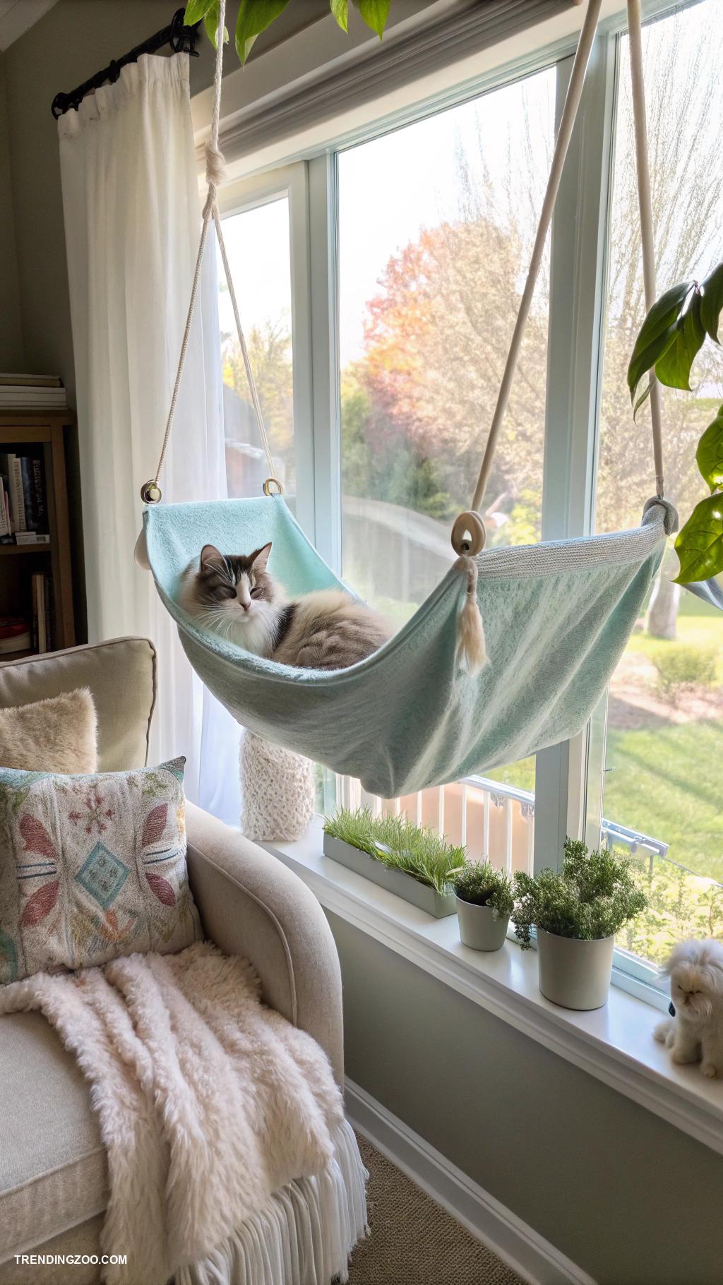 diy cat hammock Window mounted fabric hammock for sunny spots