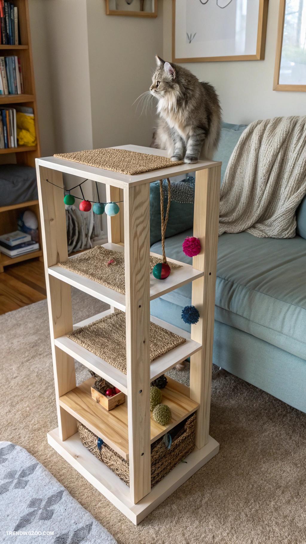 diy cat scratchers IKEA shelf transformed into cat scratcher