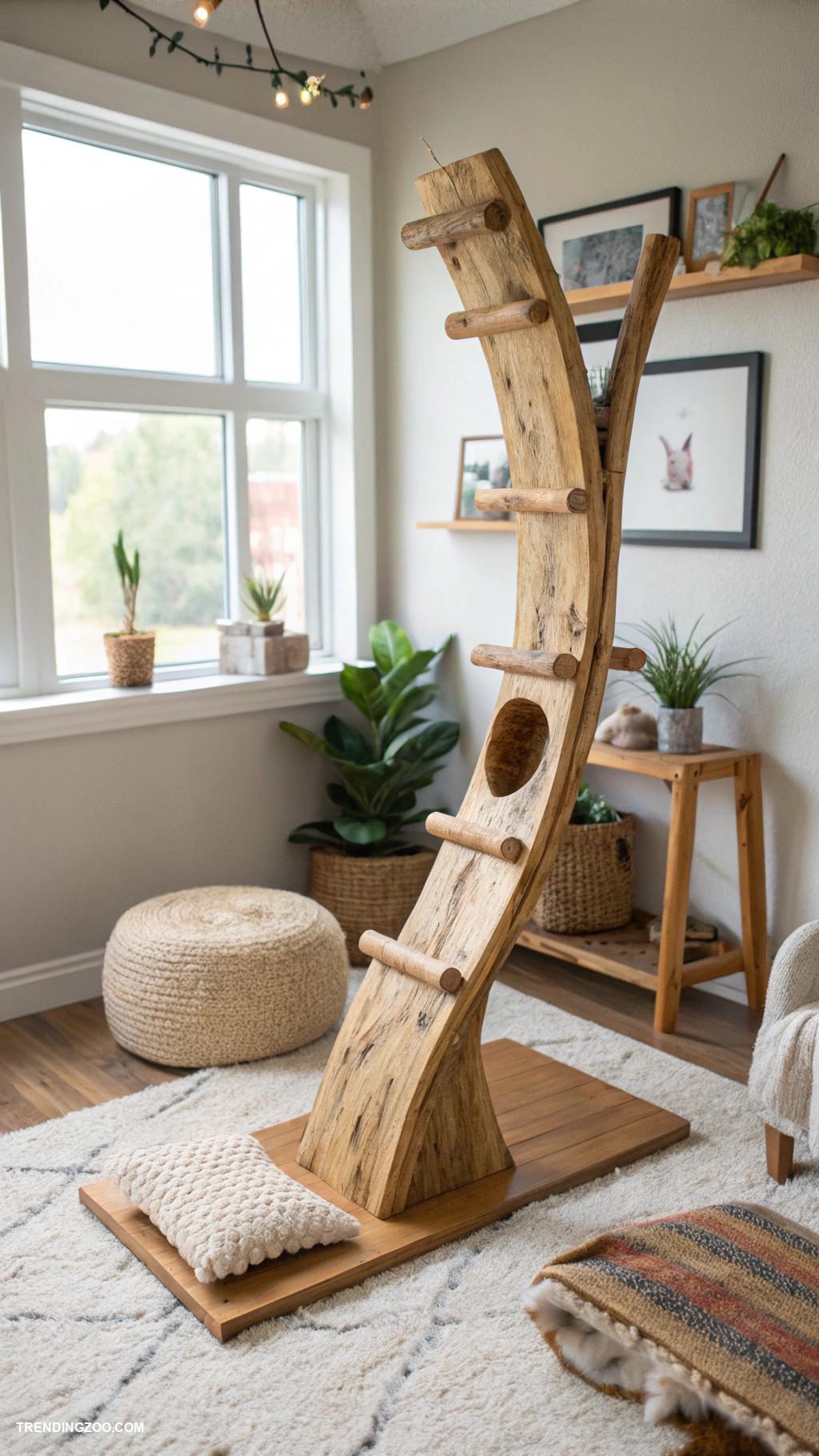 diy cat scratchers Large branches arranged as a climbing scratcher