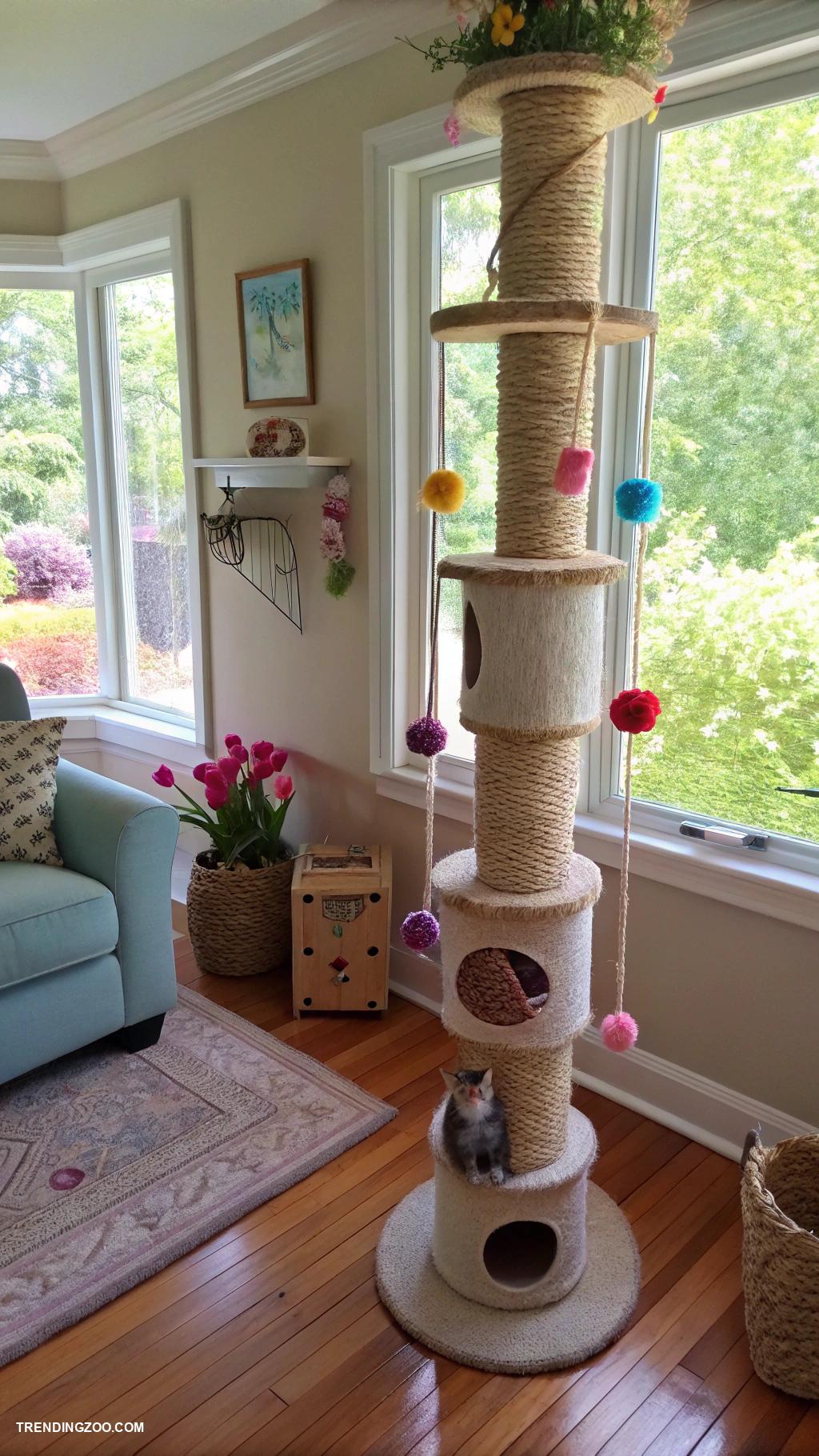 diy cat scratchers PVC pipe tower with scratch areas