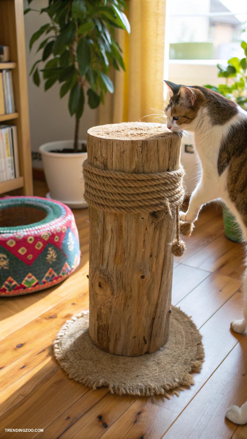 diy cat scratchers Repurposed old tree stump for scratching