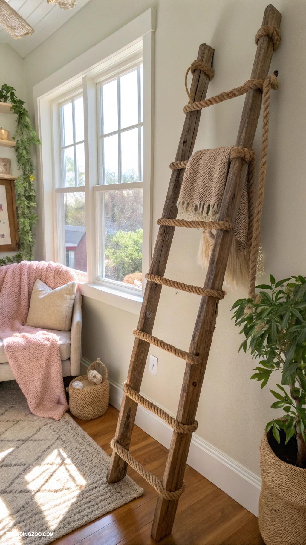 diy cat scratchers Wooden ladder with rope wrapped rungs