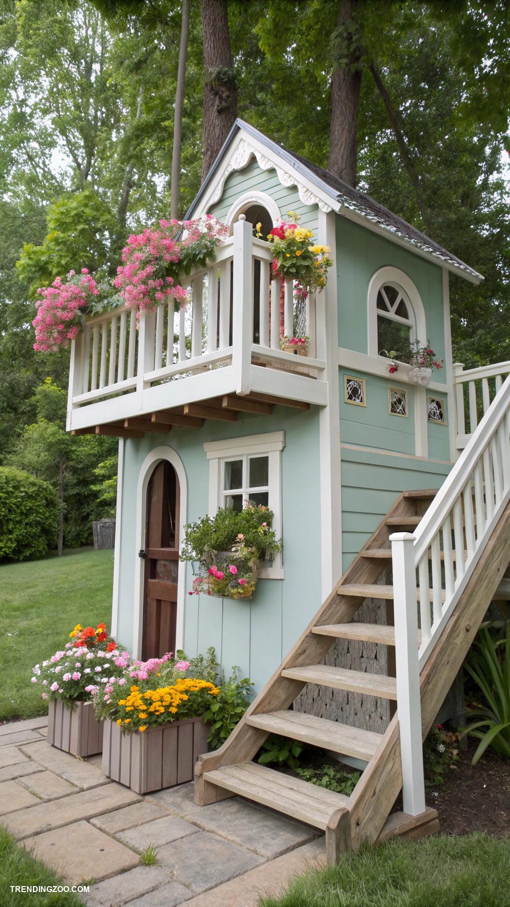 diy dog house Playhouse inspired with mini balcony and stairs