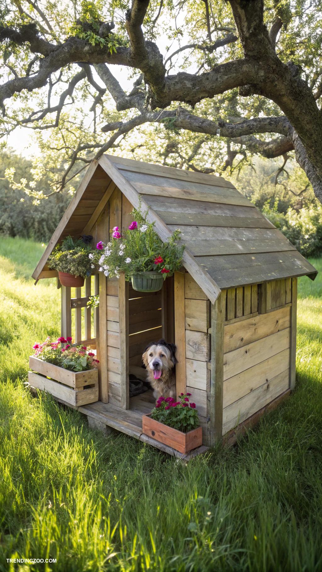 diy dog house Repurposed wooden pallets for rustic charm