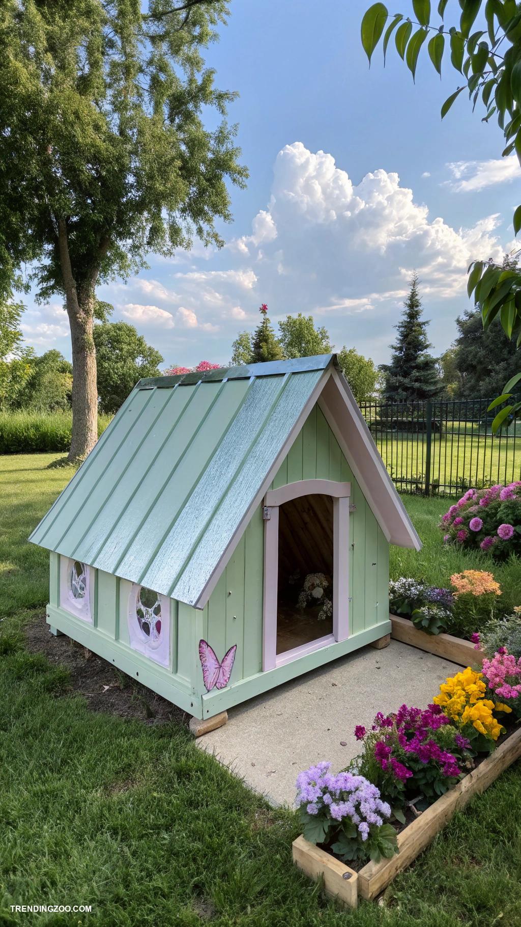 diy dog house Simple A frame with tin roof and vents