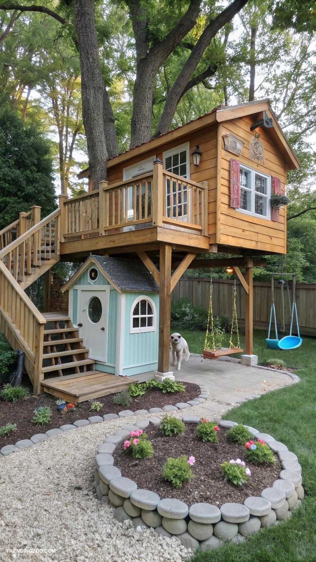 diy dog house Treehouse design elevated for outdoor fun