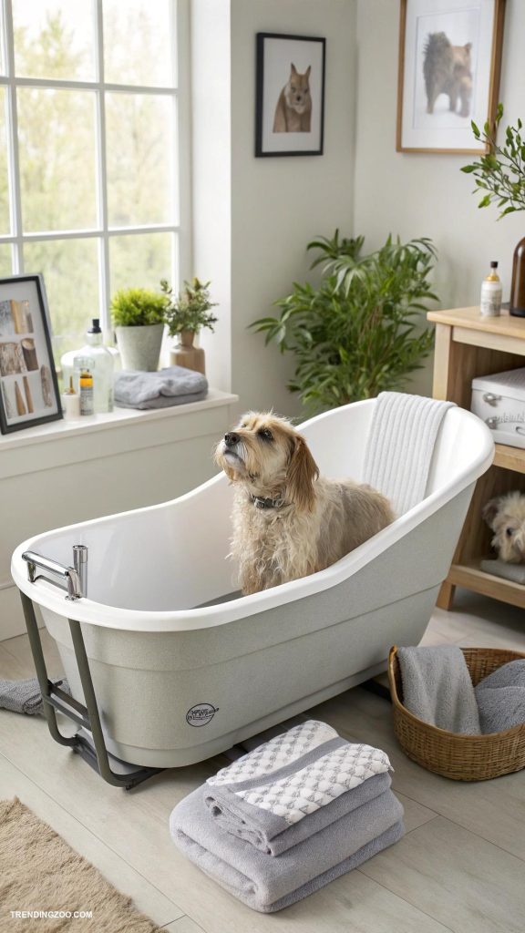 dog bathing station ideas Bathtub with built in non slip surface