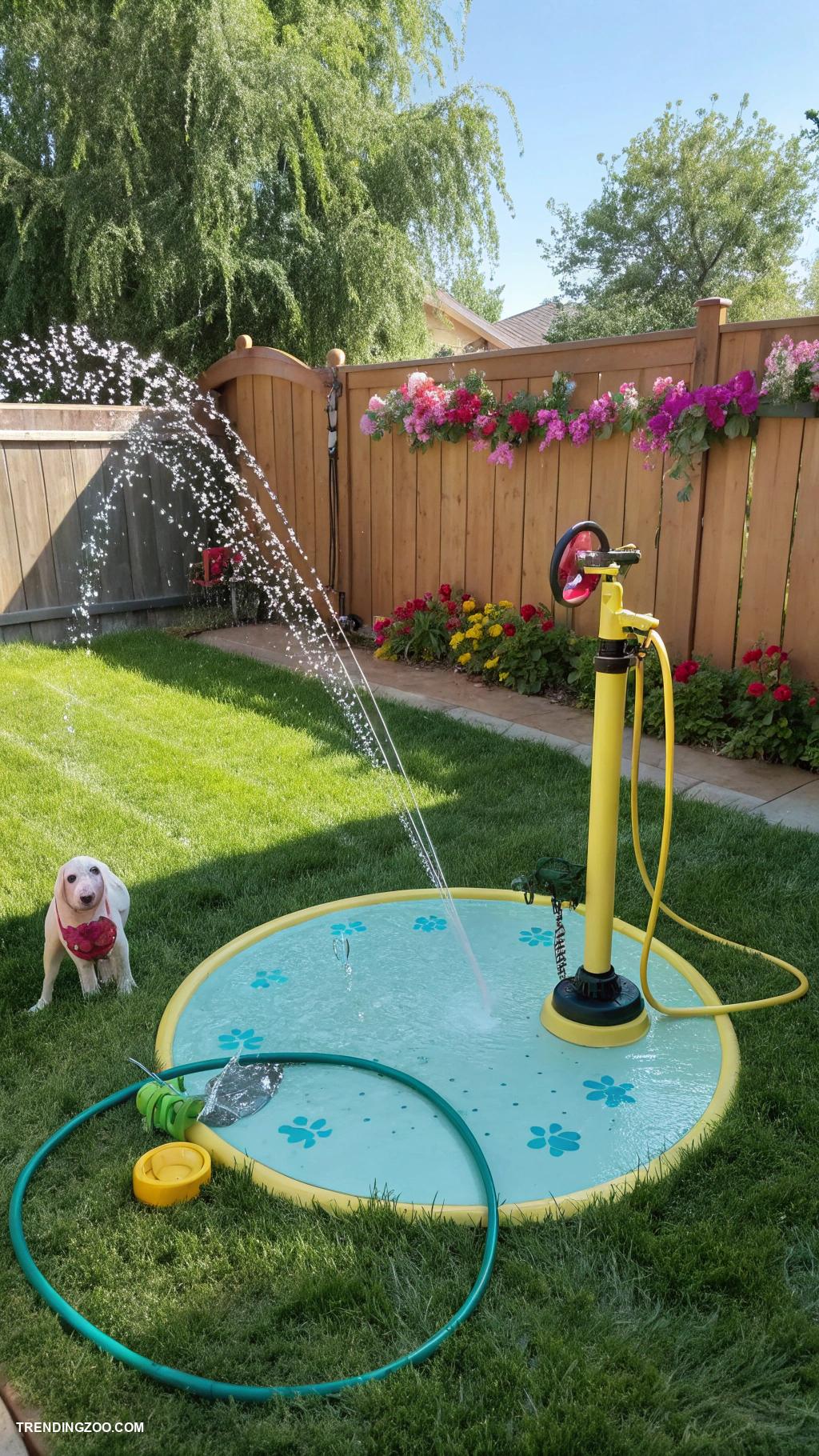 dog bathing station ideas Outdoor splash pad with removable hose attachment