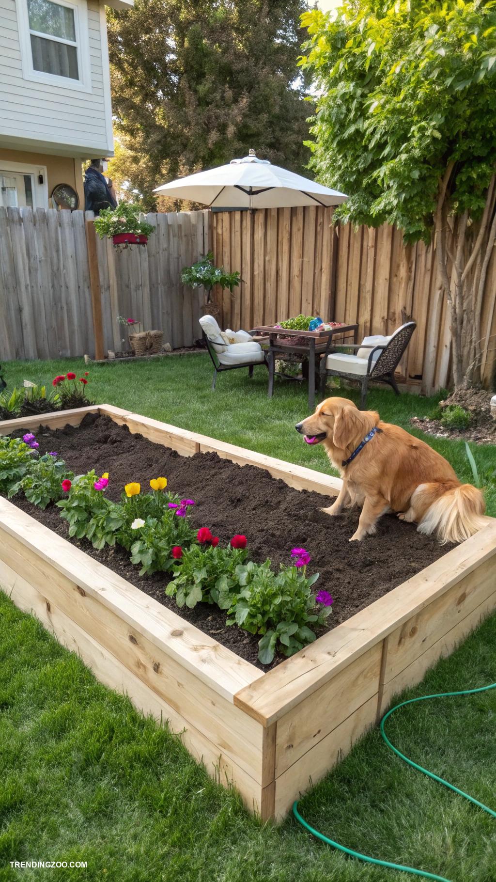 dog digging area Raised garden bed for digging fun
