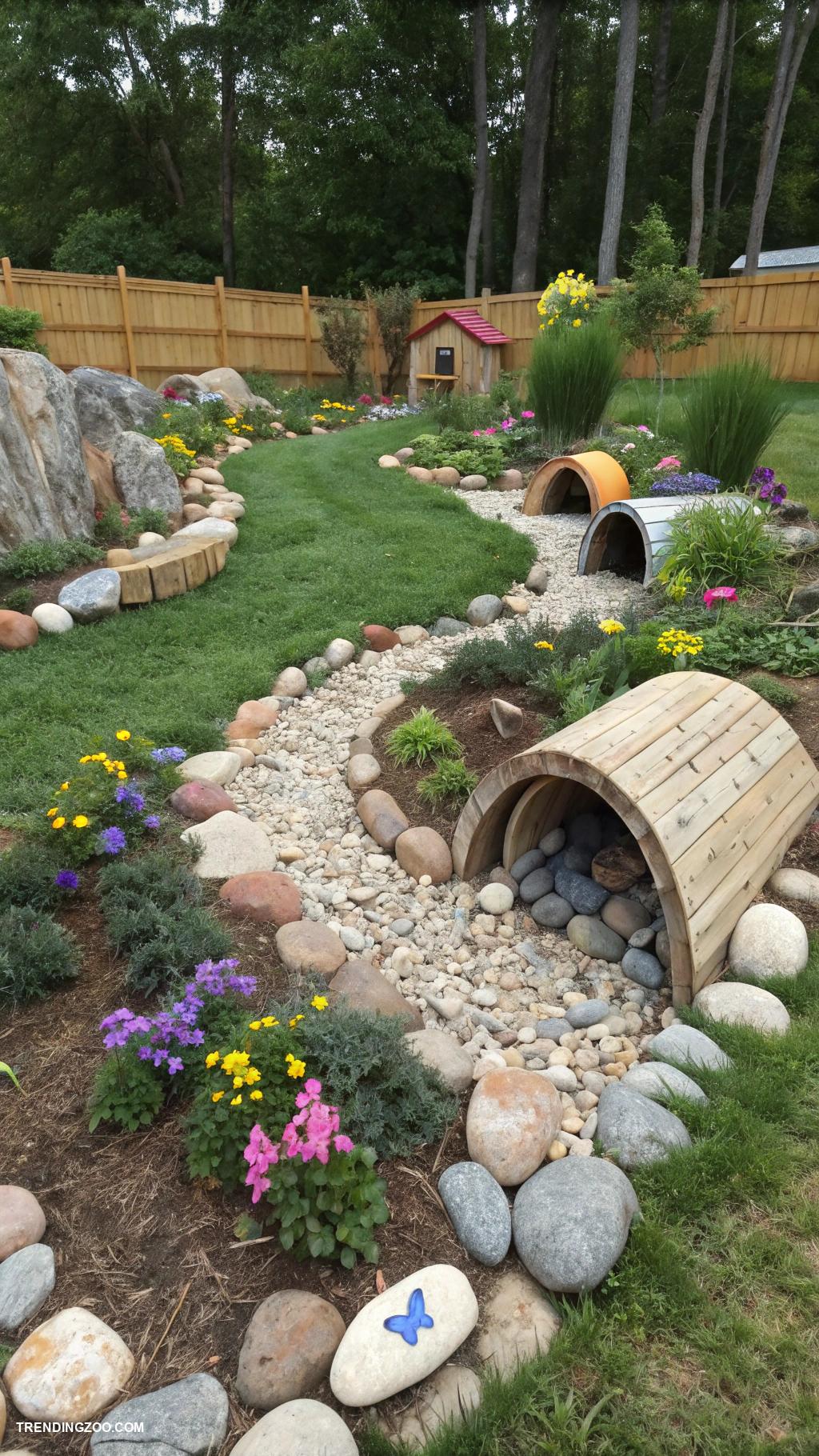 dog digging area Rock garden with tunnels to explore