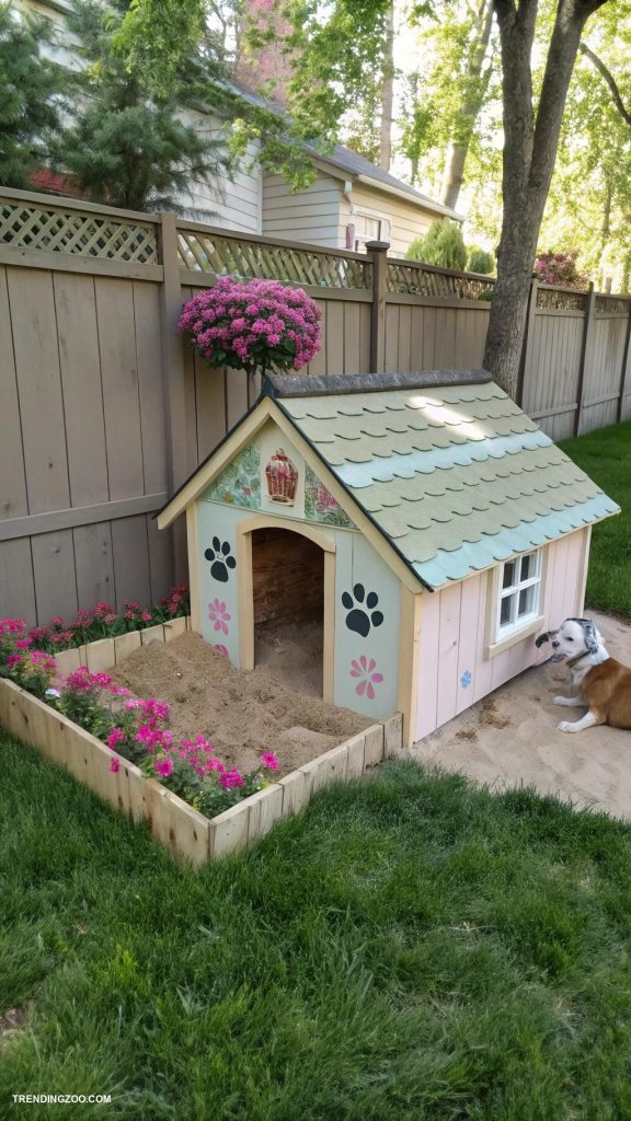 dog digging area Undercover doghouse digging area