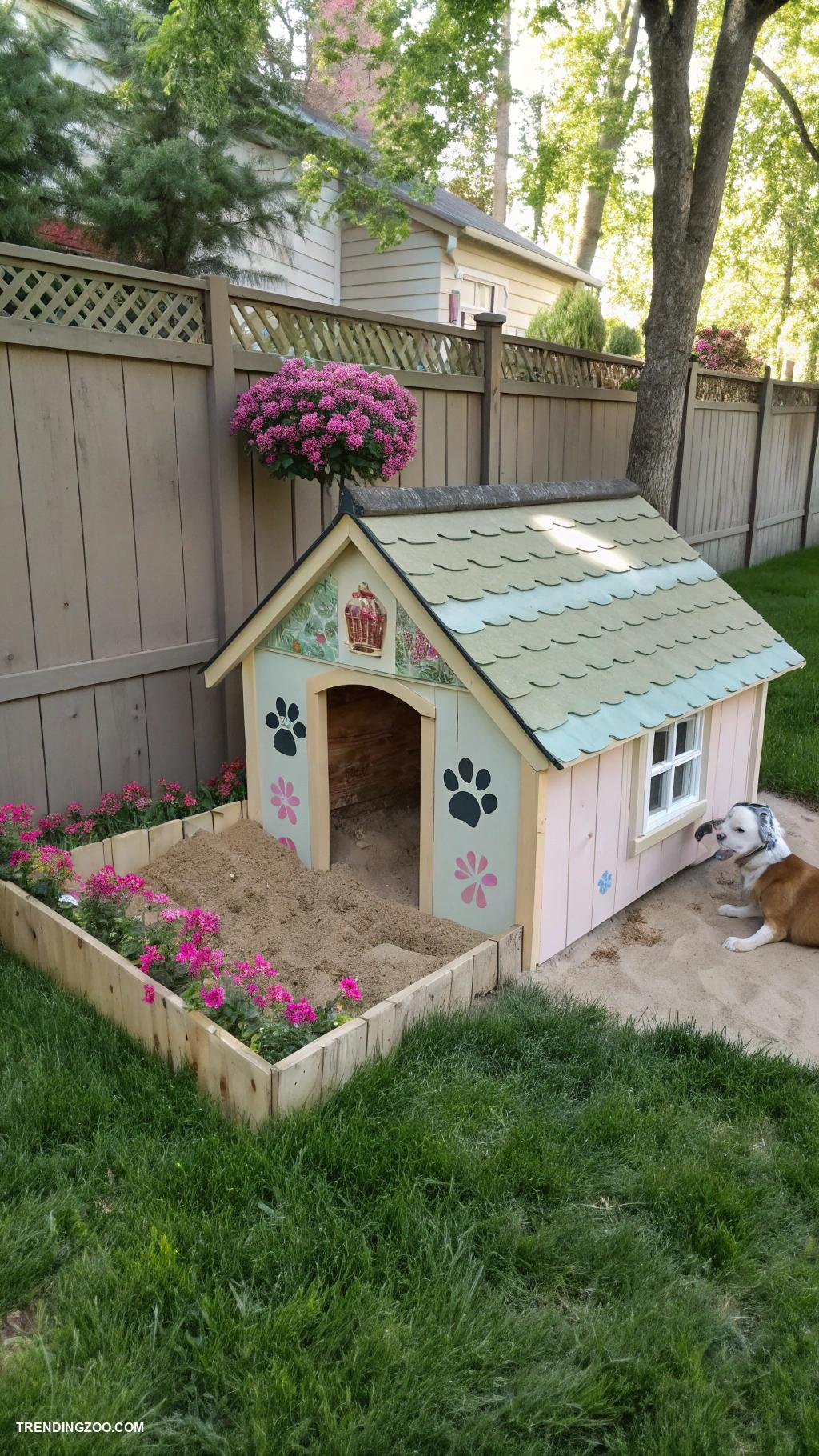 dog digging area Undercover doghouse digging area