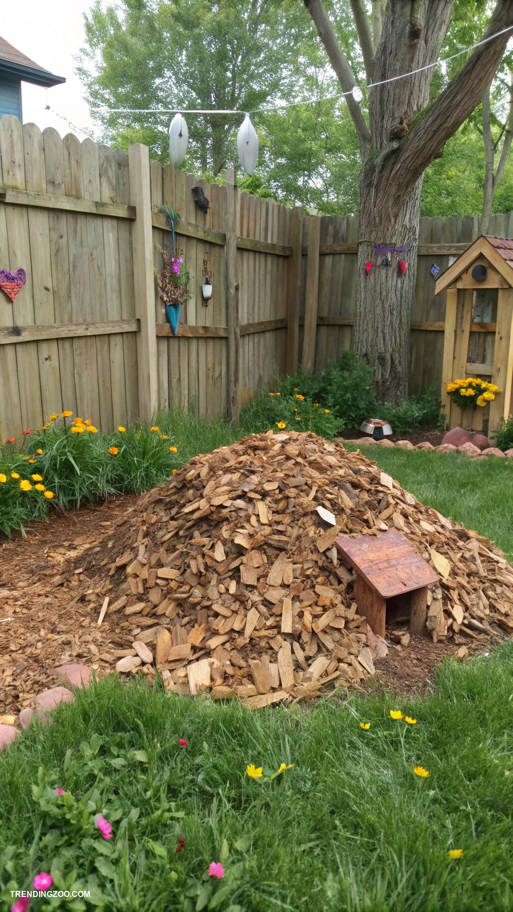 dog digging area Wood chip mound for burrowing