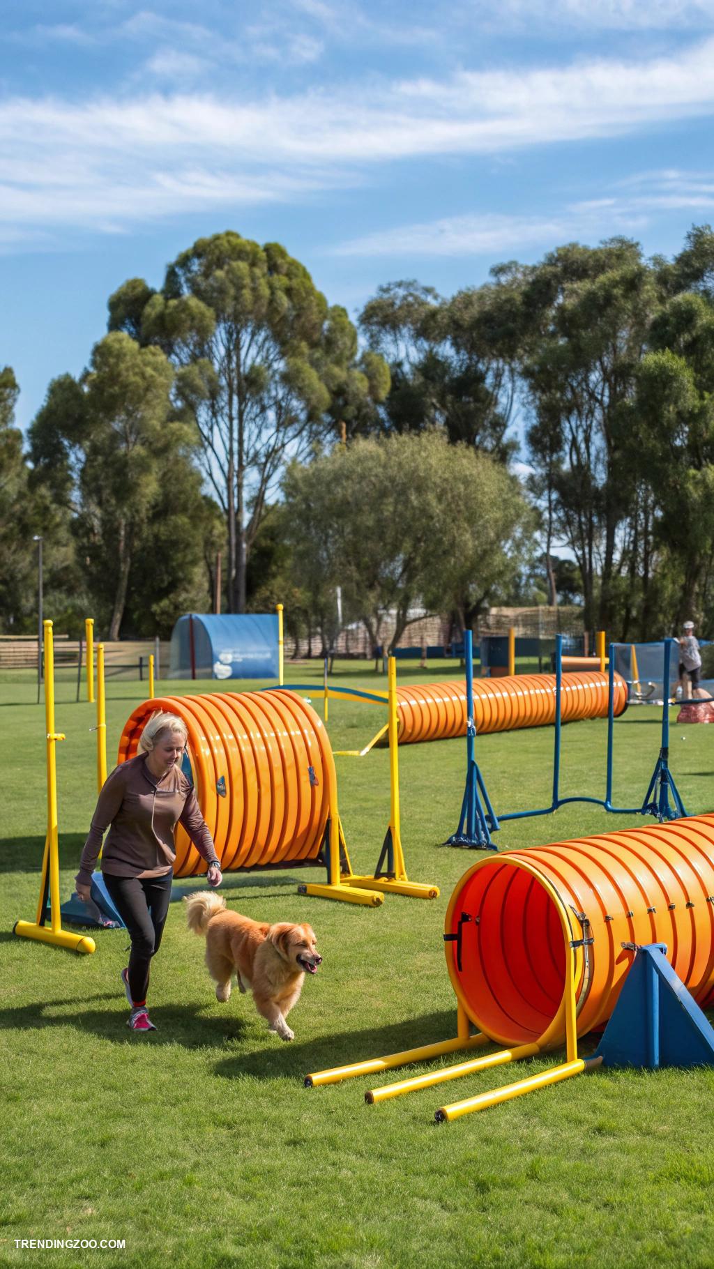 dog playground ideas Agility course with tunnels and hurdles