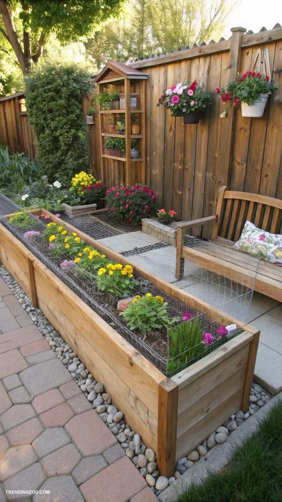 dog proof garden ideas Raised beds with wire mesh covers
