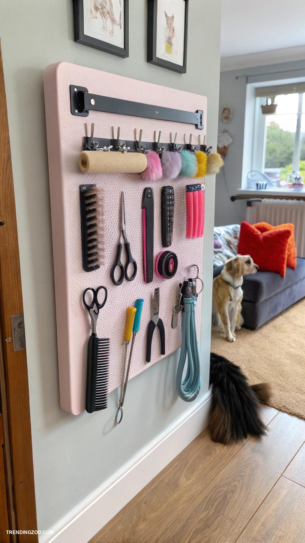 dog supplies organization ideas Magnetic strips for dog grooming tools