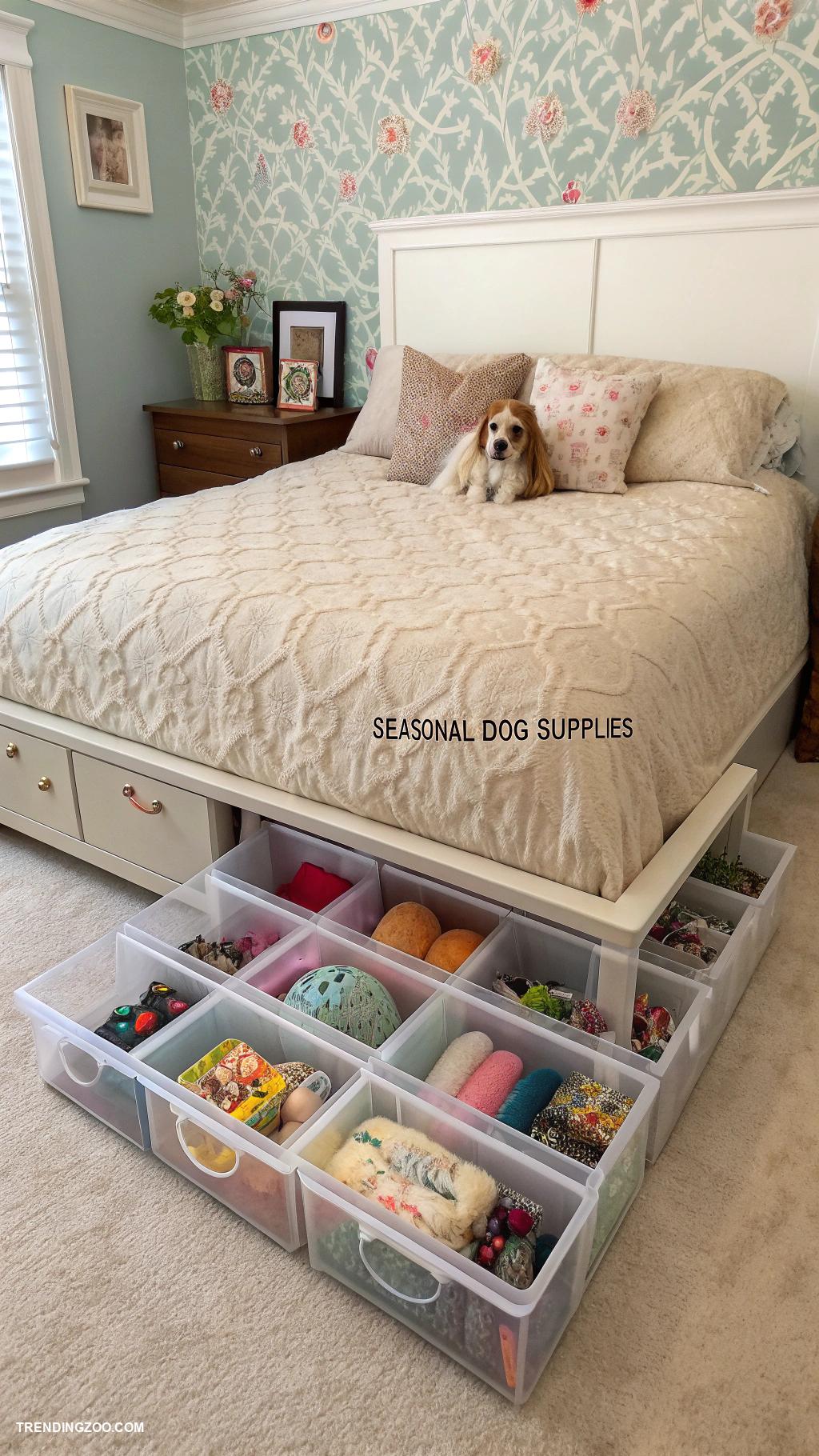 dog supplies organization ideas Under bed storage for seasonal items