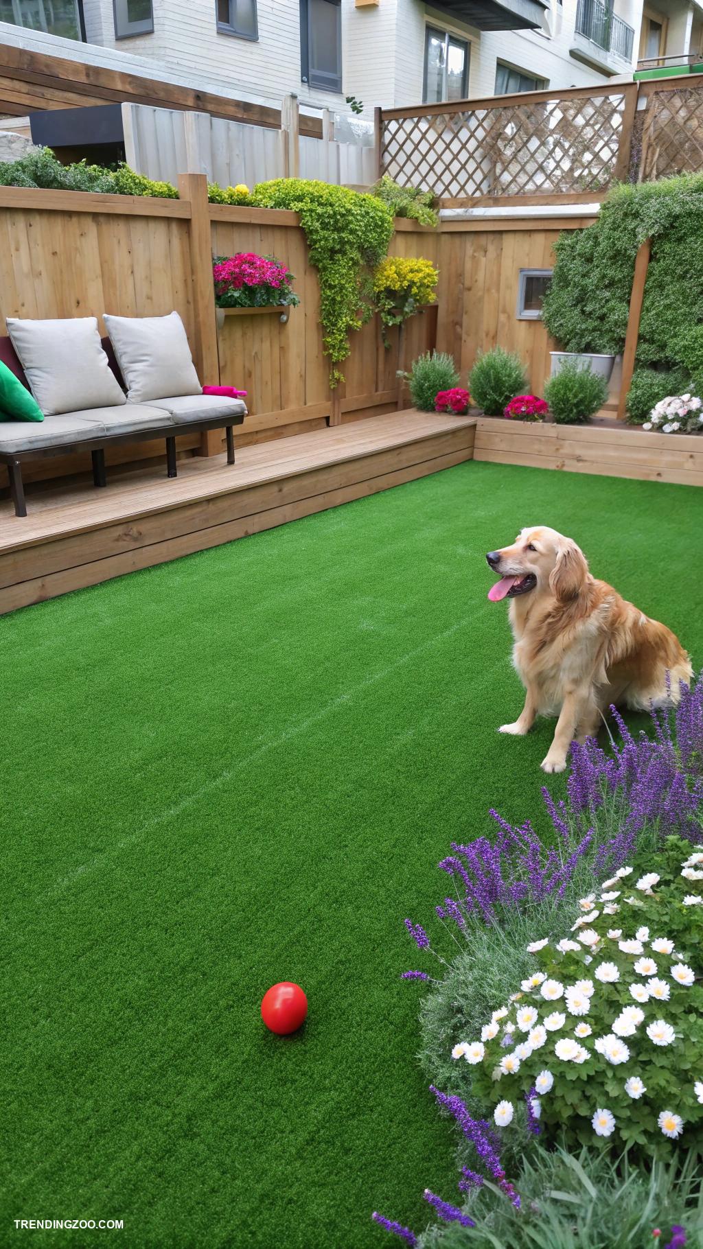 dog yard landscaping Artificial turf for easy maintenance