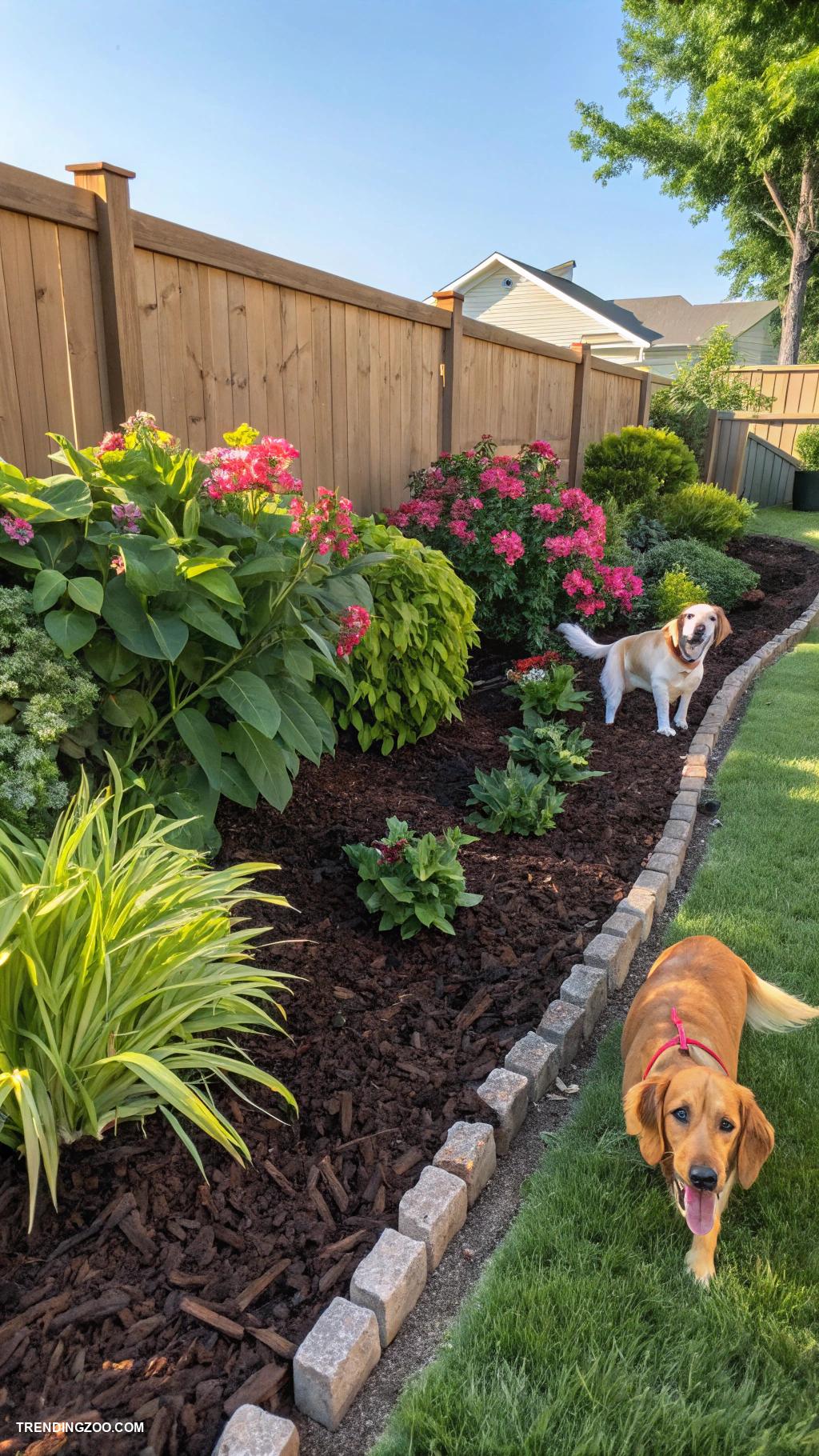 dog yard landscaping Pet safe mulch for garden borders