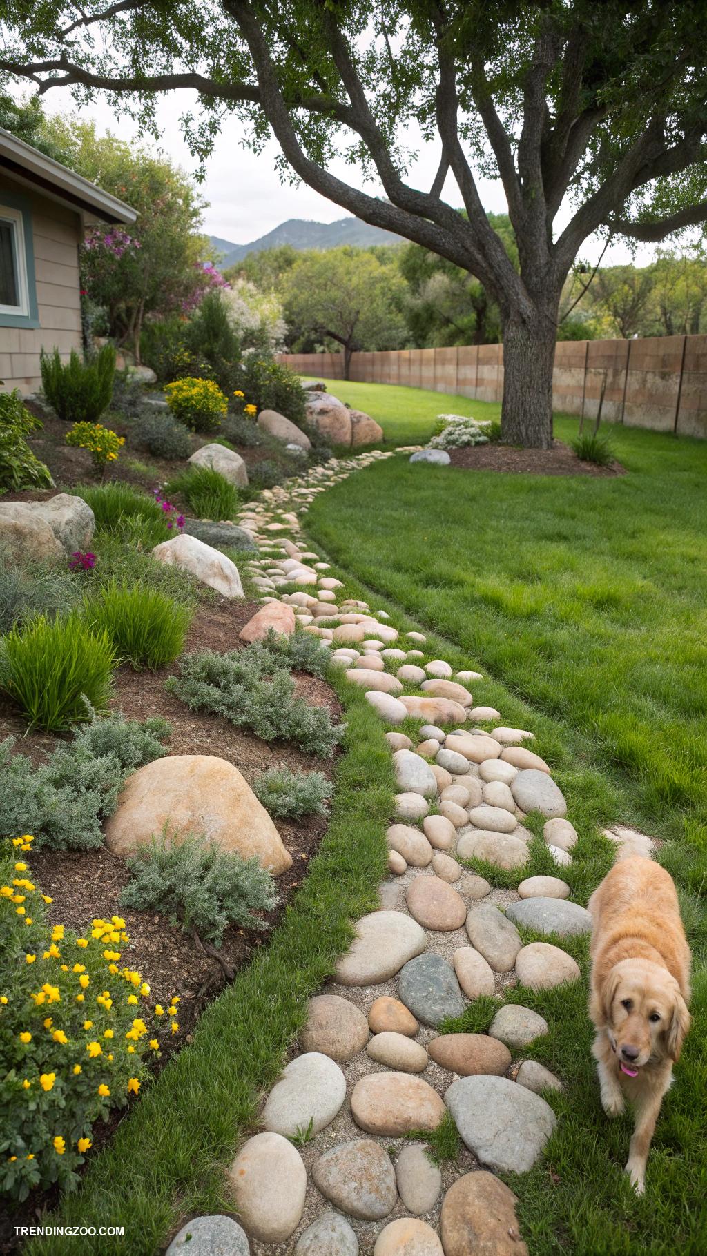dog yard landscaping Rock pathways for durable outdoor adventures