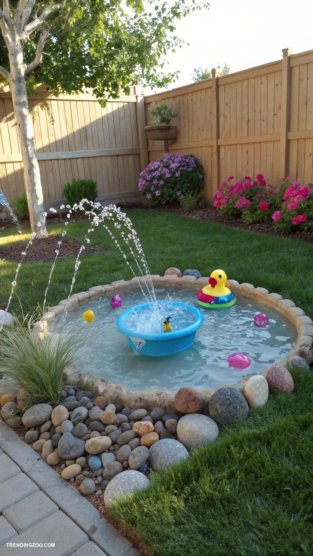 dog yard landscaping Water features for splashing fun