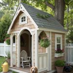 farmhouse style dog house designs Cozy farmhouse replica in backyard