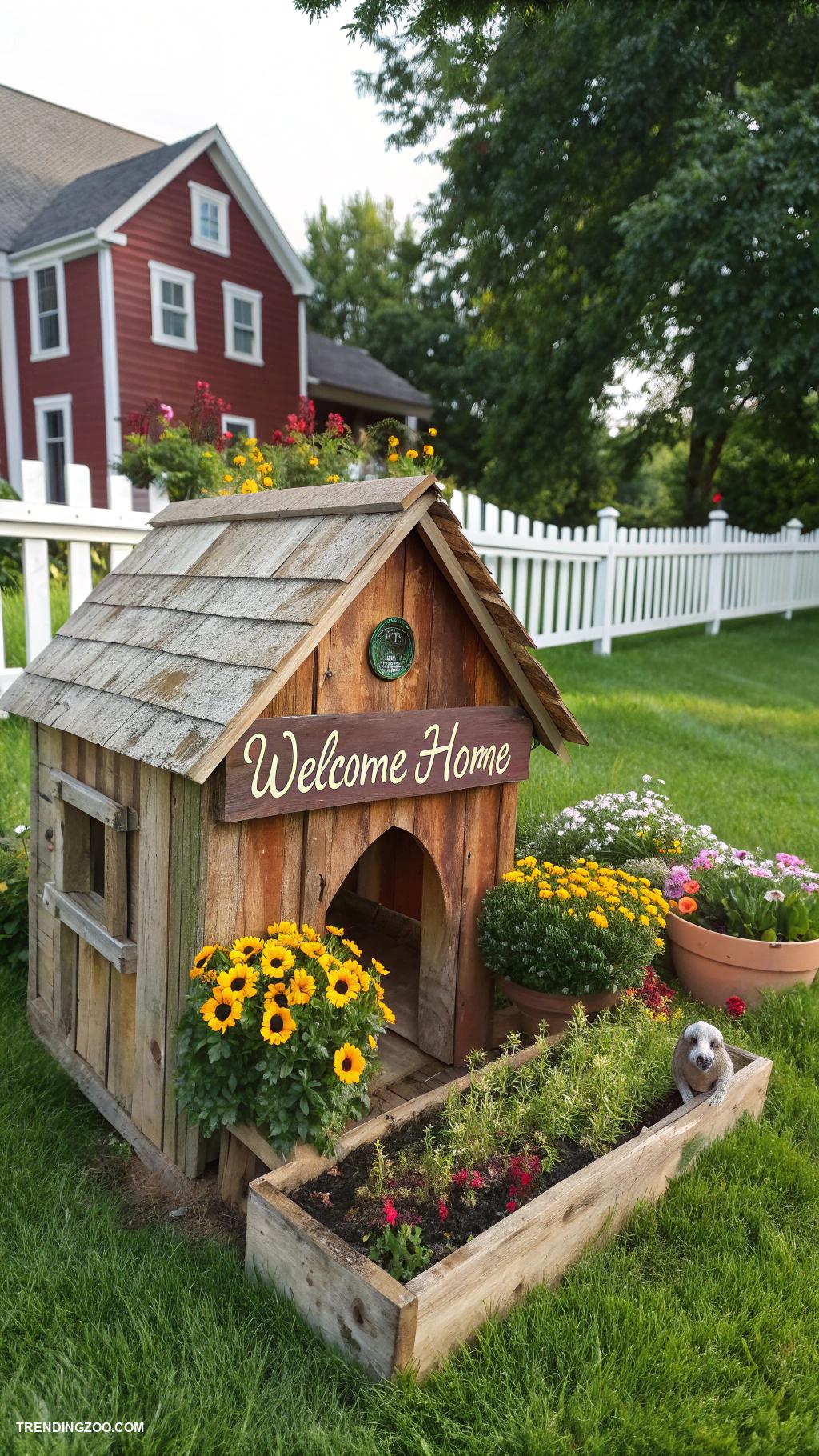 farmhouse style dog house designs Farmstand inspired dog shelter