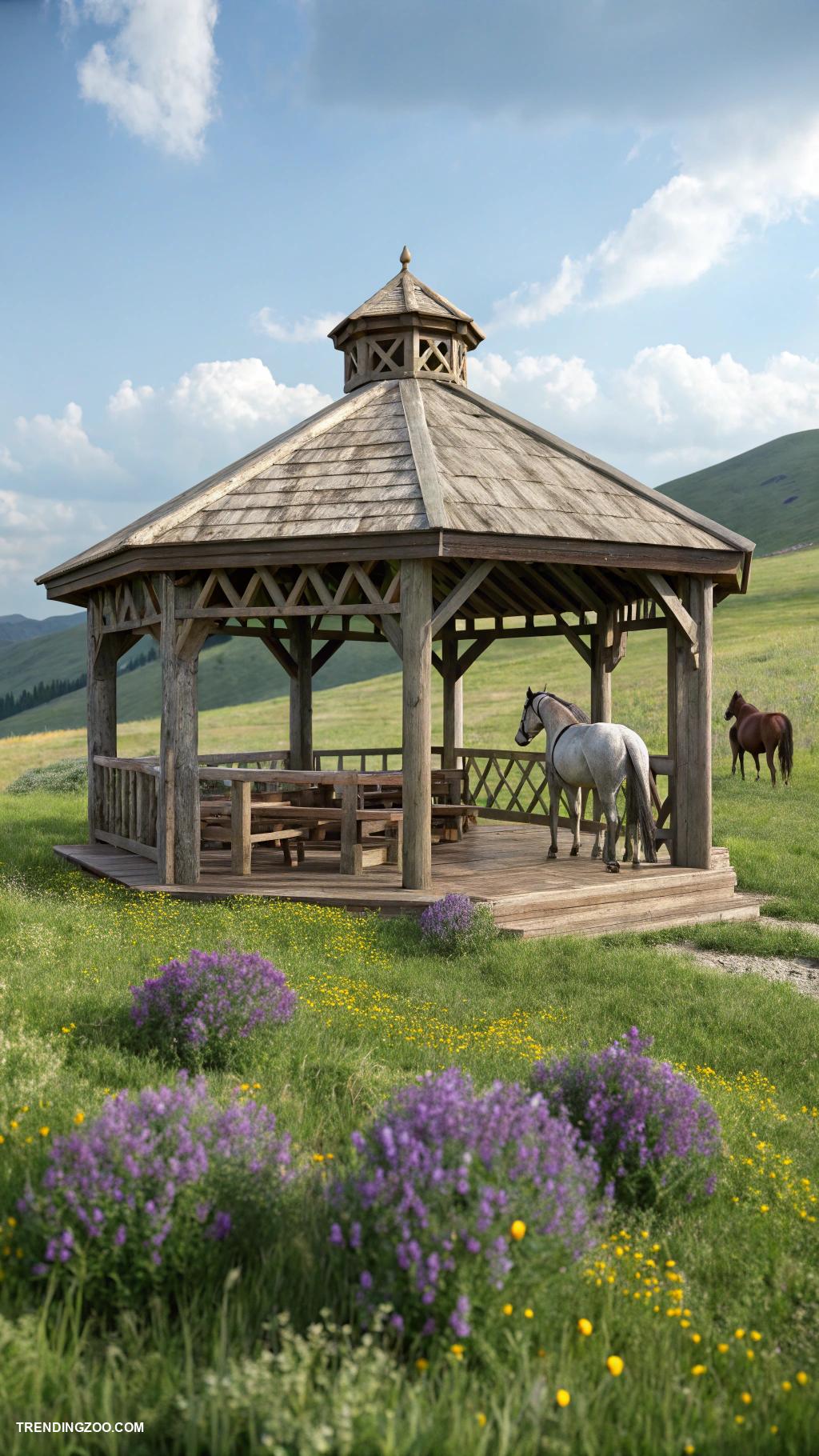 horse shelter ideas Open air gazebo for horse shade