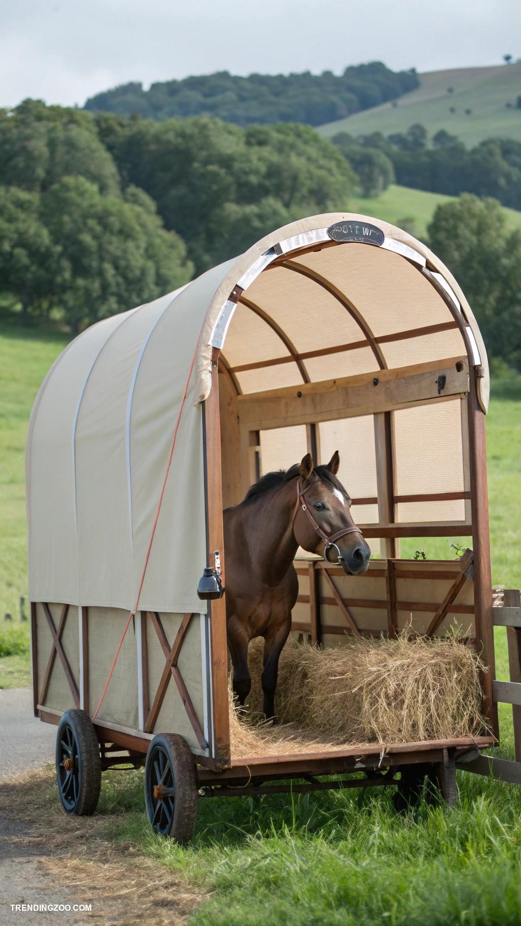 horse shelter ideas Portable canvas horse shelter on wheels