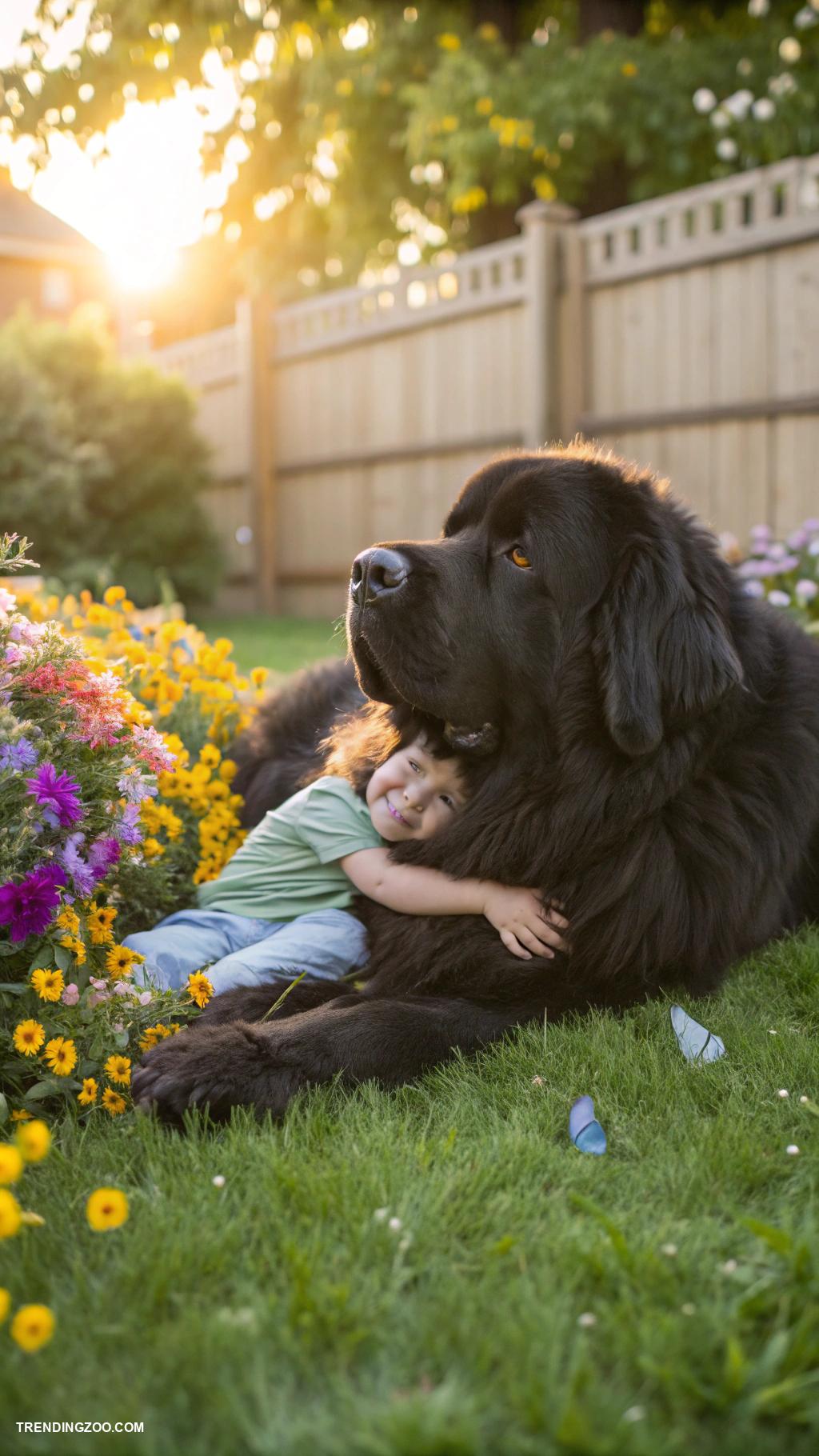kid friendly dog breeds Gentle giant Newfoundland for loving cuddles