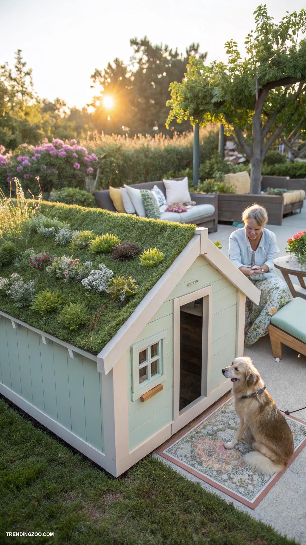 modern dog house designs Eco friendly recycled materials with green roof