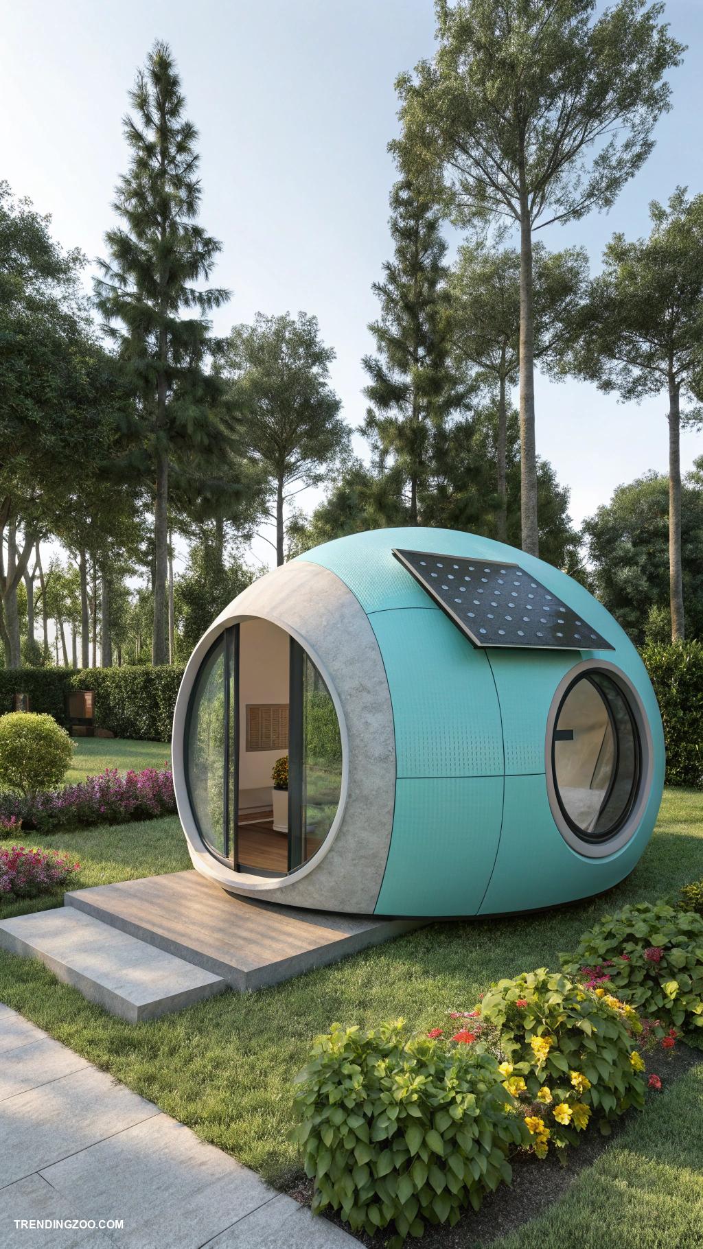 modern dog house designs Futuristic pod with solar panels