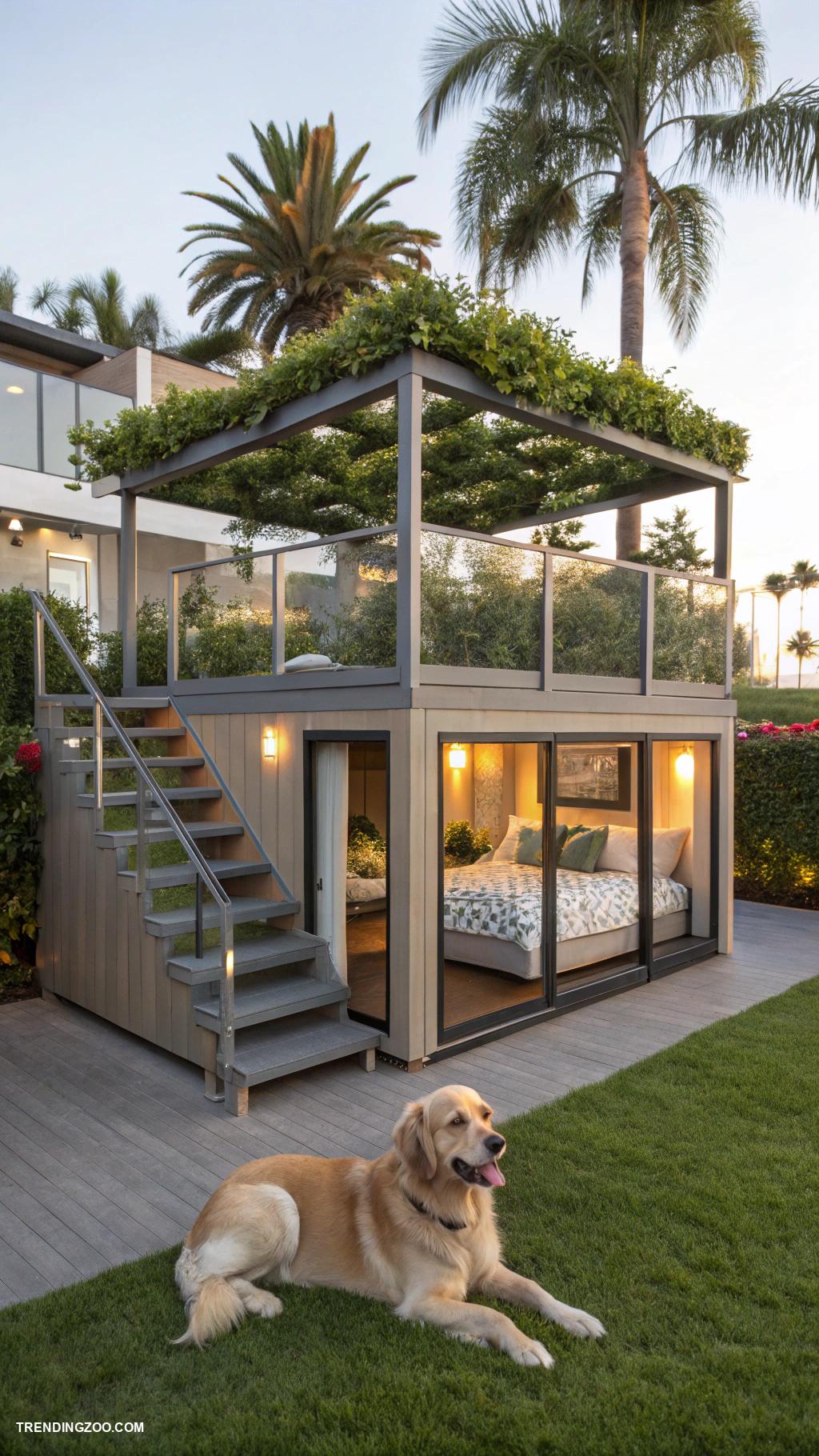 modern dog house designs Luxury condo style with multiple levels