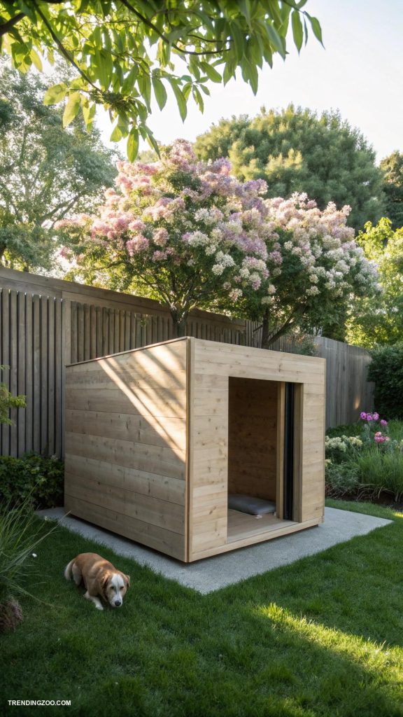 modern dog house designs Minimalist cube with sliding entrance