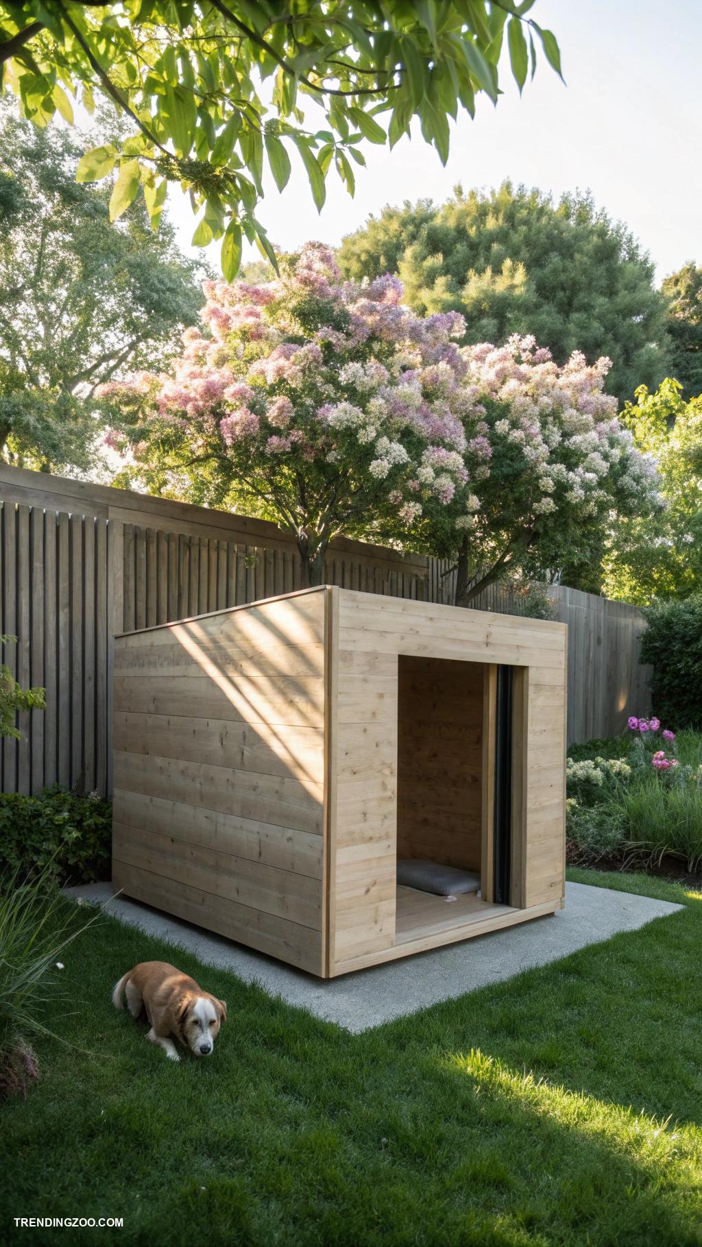 modern dog house designs Minimalist cube with sliding entrance
